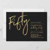 Invitation Cinquante | Black & Gold Modern 50th Birthday Part (Devant)