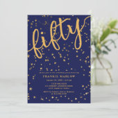 Invitation Cinquante Blue Gold Parties scintillant Moderne 50 (Debout devant)