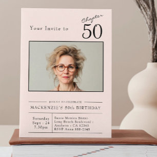 Invitation Cinquante Blush Pink 50e Anniversaire Photo
