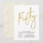 Invitation Cinquante | Brosse moderne Gold 50th Birthday Part (Devant / Derrière)