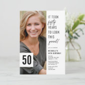 Invitation Cinquante Chic Photo 50th Birthday Party Invitatio (Debout devant)