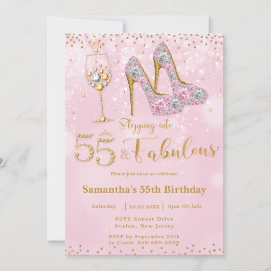 Invitation Cinquante cinq fabuleux talons hauts Bubbly 55 Ann (Devant)
