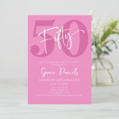 Invitation Cinquante-cinquantième anniversaire rose (Debout devant)