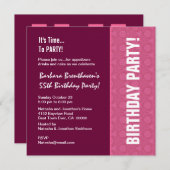 Invitation cinquante-cinquième Motif moderne de vin et de (Devant / Derrière)