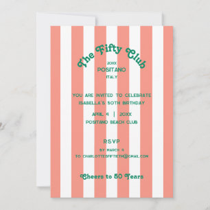 Invitation Cinquante Club Pink Stripe 50ème anniversaire
