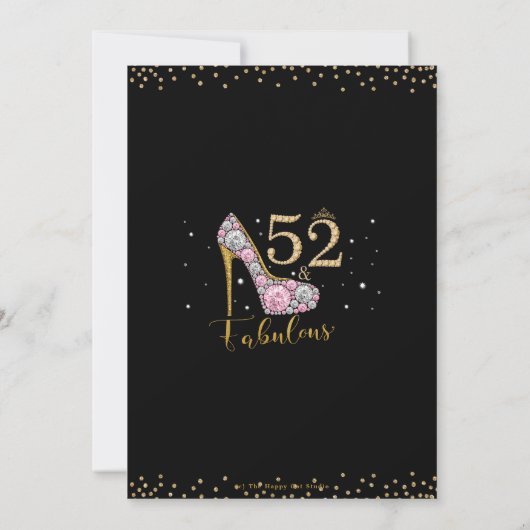 Invitation Cinquante-deux fabuleux talons hauts Bubbly 52e an (Dos)