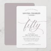Invitation CINQUANTE élégant anniversaire chic script champig (Devant / Derrière)