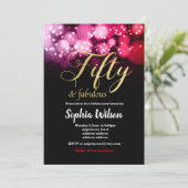 Invitation cinquante élégante parties scintillant rose rouge (Debout devant)