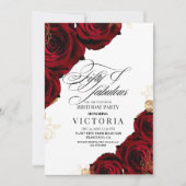 Invitation Cinquante Élégantes Roses Rouges de Script pour 50 (Devant)