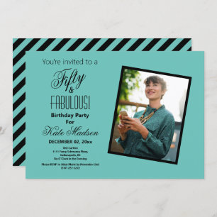 Invitation Cinquante et FABULEUSE fête d'anniversaire Turquoi