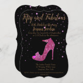 Invitation Cinquante et fabuleuse GirlySparkly Chaussure rose (Devant / Derrière)