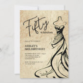 Invitation Cinquante et fabuleuse robe Or 50e anniversaire (Devant)