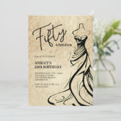 Invitation Cinquante et fabuleuse robe Or 50e anniversaire (Debout devant)