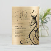 Invitation Cinquante et fabuleuse robe Or 50e anniversaire (Debout devant)