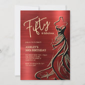 Invitation Cinquante et fabuleuse robe rouge 50e anniversaire (Devant)