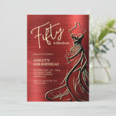 Invitation Cinquante et fabuleuse robe rouge 50e anniversaire (Debout devant)
