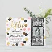 Invitation Cinquante et fabuleux 50 Parties scintillant d'or  (Debout devant)