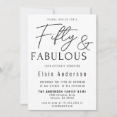 Invitation Cinquante Et Fabuleux 50e Anniversaire Fête Simple (Devant)