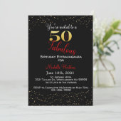 Invitation Cinquante et fabuleux anniversaire Black Red Gold (Debout devant)