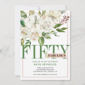 Invitation Cinquante et fabuleux Anniversaire Floral Blanc (Devant)