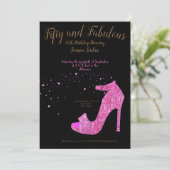 Invitation Cinquante et fabuleux Anniversaire rose et noir (Debout devant)