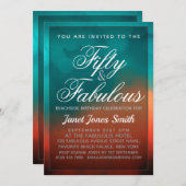 Invitation Cinquante et fabuleux anniversaire Turquoise (Devant / Derrière)