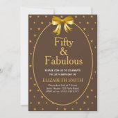 Invitation Cinquante et fabuleux avec étoiles dorées sur brun (Devant)