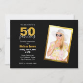 Invitation Cinquante et fabuleux Black Gold Moderne 50e anniv (Devant)