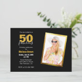 Invitation Cinquante et fabuleux Black Gold Moderne 50e anniv (Debout devant)