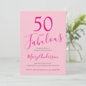 Invitation Cinquante et fabuleux Blush rose 50e fête d'annive (Debout devant)