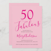 Invitation Cinquante et fabuleux Blush rose 50e fête d'annive (Devant / Derrière)