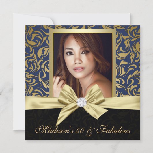 Invitation Cinquante et fabuleux damas de marine or |50e anni (Devant)