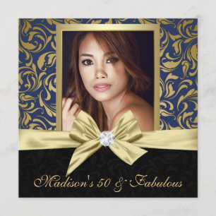 Invitation Cinquante et fabuleux damas de marine or  50e anni