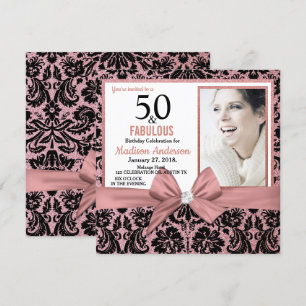 Invitation Cinquante et fabuleux damas d'or Rose  50e anniver