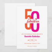 Invitation Cinquante et fabuleux Elegant Rose Orange 50e anni (Devant / Derrière)