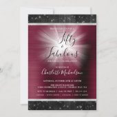 Invitation Cinquante et fabuleux flamme bordeaux noir étincel (Devant)