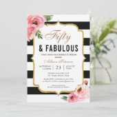 Invitation Cinquante et fabuleux Floral 50e fête d'anniversai (Debout devant)