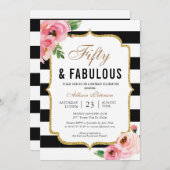Invitation Cinquante et fabuleux Floral 50e fête d'anniversai (Devant / Derrière)