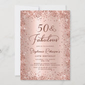 Invitation Cinquante et fabuleux Glam Rose Gold 50e anniversa (Devant)