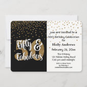 Invitation Cinquante et fabuleux Gold Faux Parties scintillan (Devant)