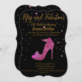 Invitation Cinquante et fabuleux Hot Pink Sparkly Chaussure T (Devant / Derrière)