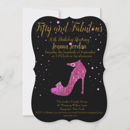 Invitation Cinquante et fabuleux Hot Pink Sparkly Chaussure T (Devant)