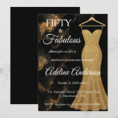 Invitation Cinquante et Fabuleux Marbre Noir Or 50ème (Devant / Derrière)