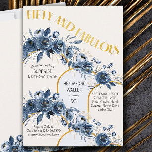 Invitation Cinquante et Fabuleux Or Arch Floral 50e Anniversa