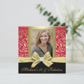 Invitation Cinquante et fabuleux or rouge damask 50e annivers (Debout devant)