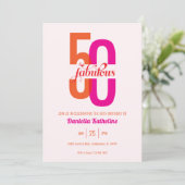 Invitation Cinquante et fabuleux Orange rose 50e anniversaire (Debout devant)