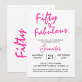 Invitation Cinquante et fabuleux rose 50e anniversaire (Devant / Derrière)