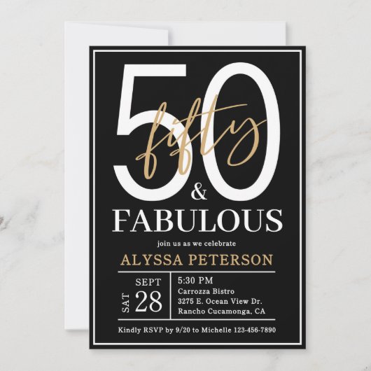 Invitation Cinquante et Fabuleux Script 50e Anniversaire (Devant)