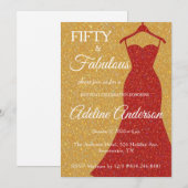 Invitation Cinquante et Fabuleux Script Or Rouge Blanc 50ème (Devant / Derrière)