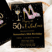 Invitation Cinquante et fabuleux talons hauts Bubbly 50e anni